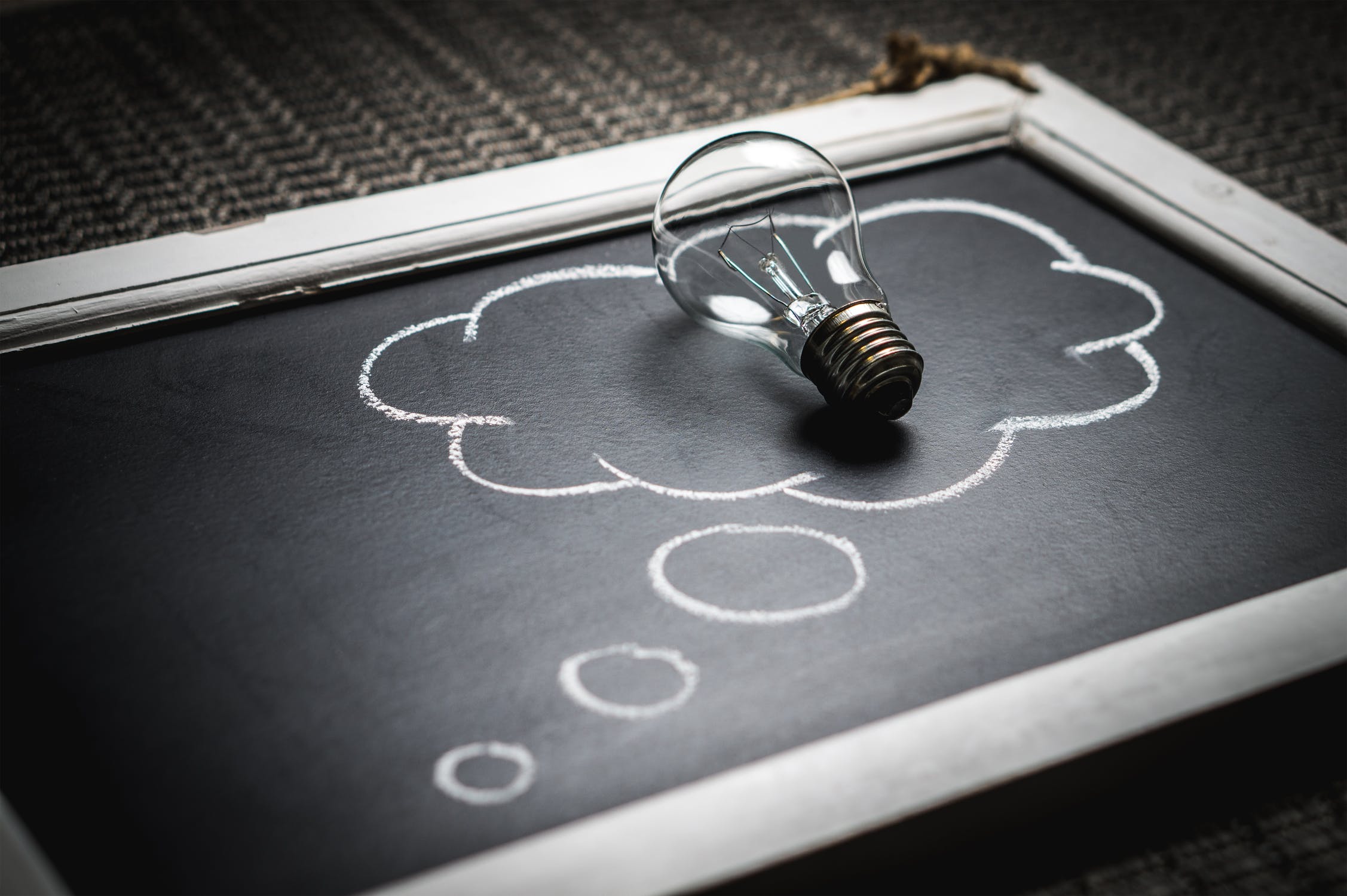lightbulb on chalkboard