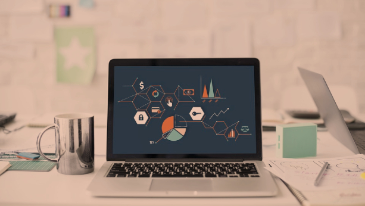 computer with holistic approach to finance on screen