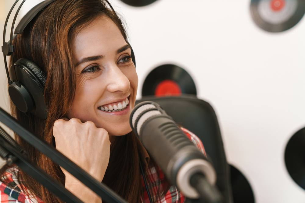 woman speaking on a financial podcast
