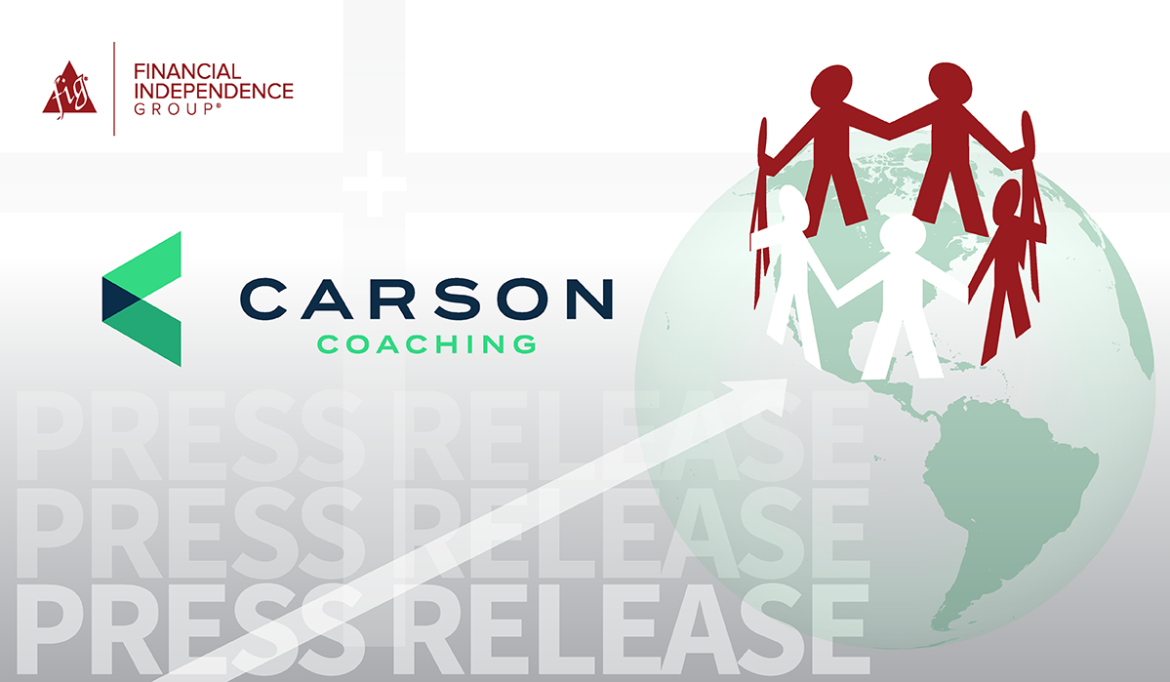press release promotional image featuring carson coaching logo and financial independence logo