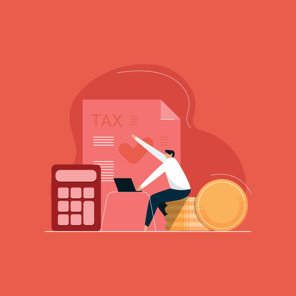 vector image of person doing taxes
