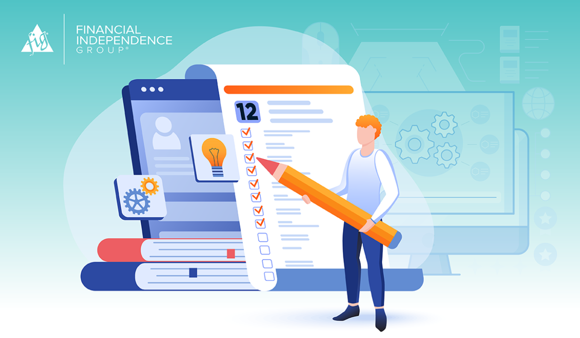 BLOG-08.30.21-12HabitsClientAppr-Header vector image of financial advisor checking off list of client appreciation program